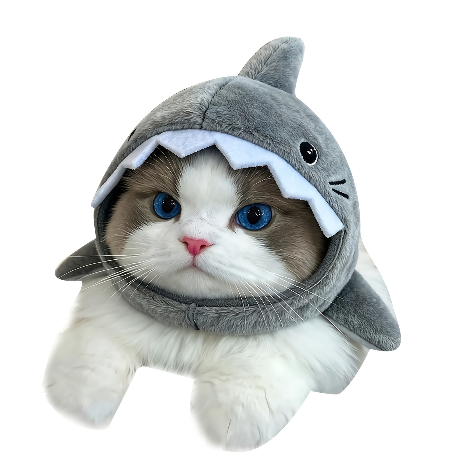 TEMU Cappello Squalo per Animali Domestici, Costume Regolabile in Peluche per e Cani, Copricapo Divertente a Forma di Squalo per Gattini e Cuccioli,