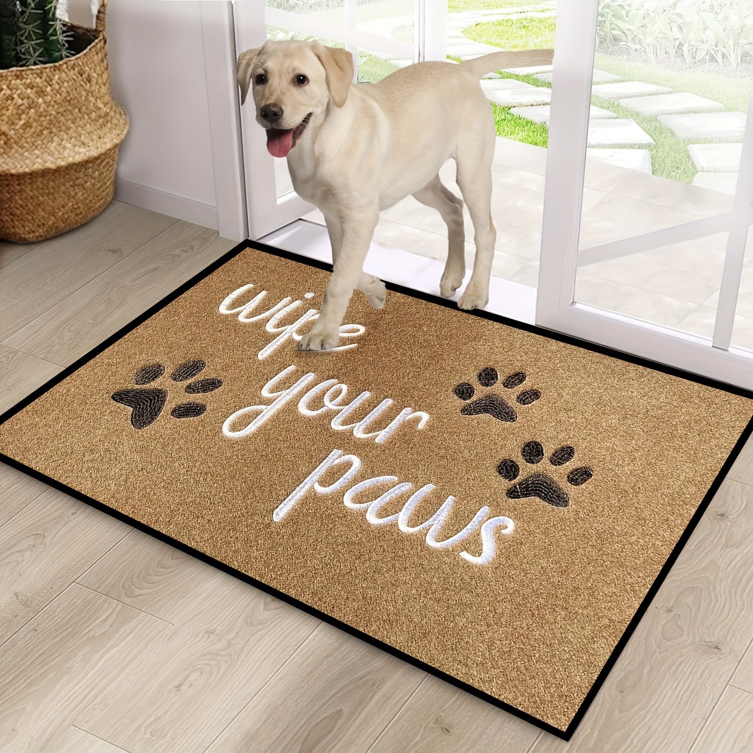 

1pc Stripe Pattern Welcome Doormat, Non-slip Polyester Lightweight Rectangle Entrance Mat, Flat Woven Machine Made Indoor/outdoor Rug, Easy Clean Machine Washable For Home, Hallway, Kitchen – 900g