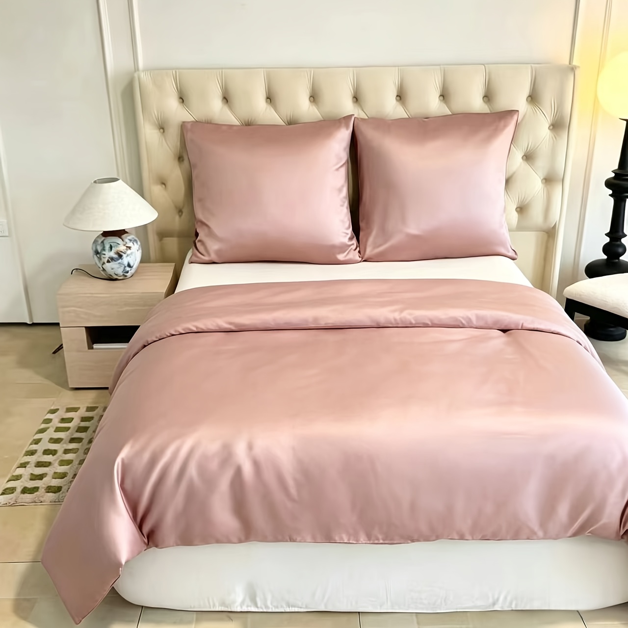 TEMU 400tc Solid Fabric Duvet Cover 3pcs Set (1pc Duvet Cover And 2pcs 65cm*65cm Pillowcases, Cooling & Breathable, Filling Not Included) Smooth,
