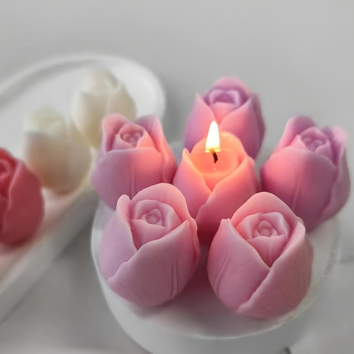 TEMU Tulip Silicone Mold, Candle Ornament, Silicone Candle Mold For Diy Plaster And Epoxy Resin Ornament Decoration