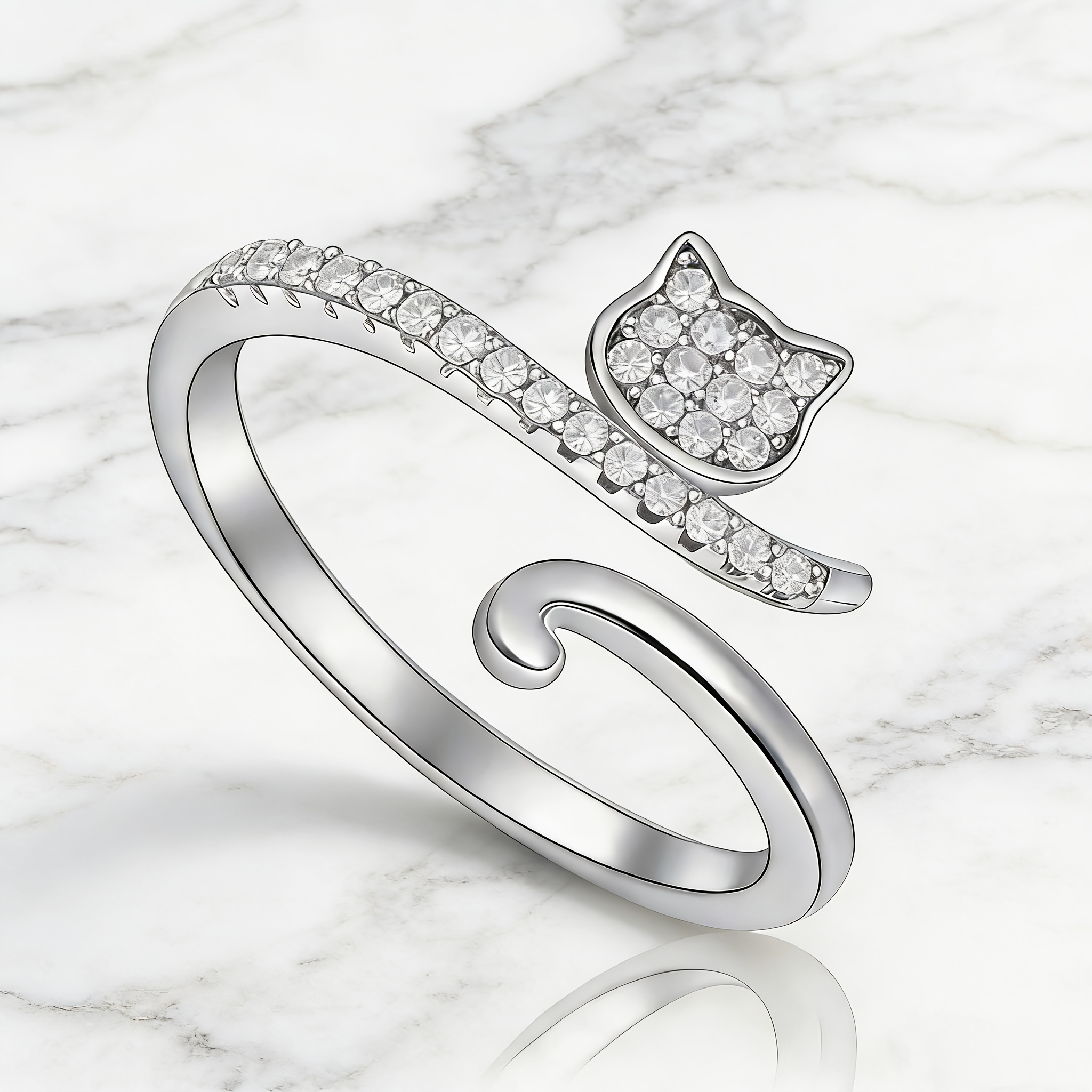 Women's Adjustable Cat Ring, Adorable Design for Cat Lovers