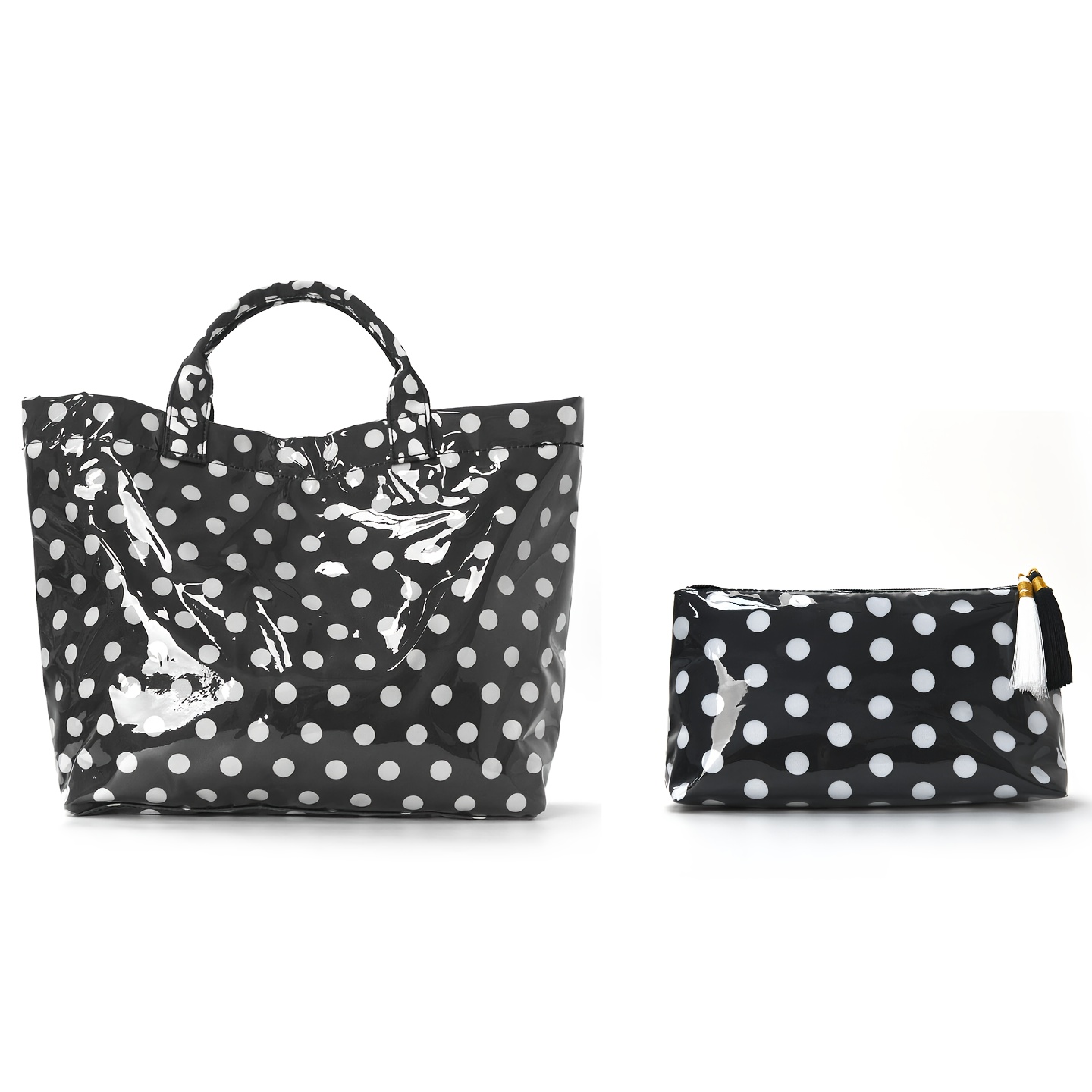 TEMU [Especial] Juego de Bolsos para Mujer: Bolso Tote de y Neceser 2 Piezas, Bolso de Gran Capacidad, Estampado de Vintage, Organizador Versátil de