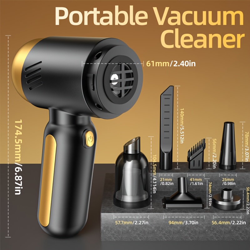 TEMU 1 Unit Of A Handheld Vacuum Cleaner, Designed For Car Use, Featuring Strong , Of Handling Dry And Wet Cleaning Tasks, Compact, Mini, Portable, And Multifunctional