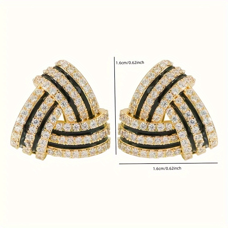 Triangular Clip-On Earrings Set with Synthetic Zirconia