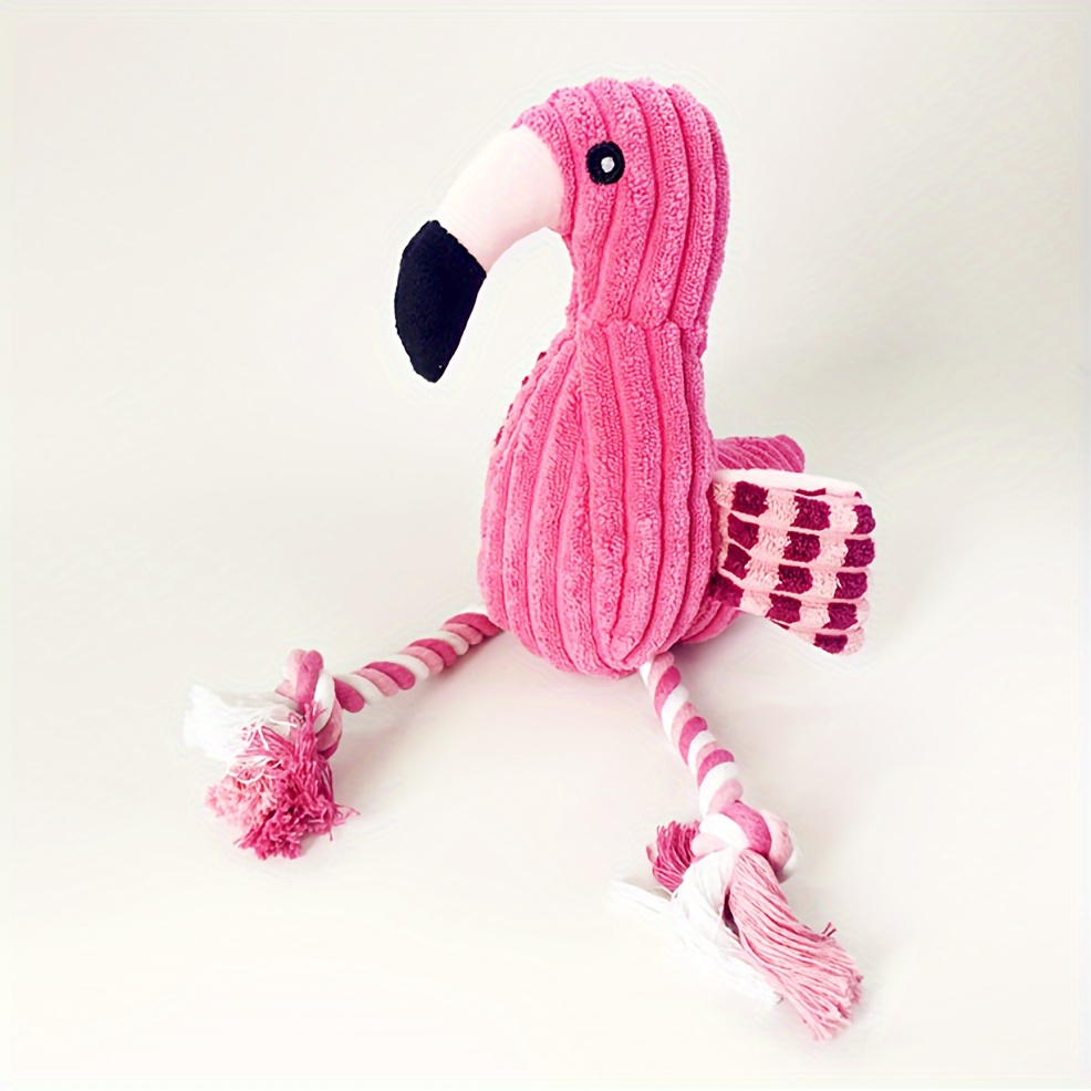 

1pc Flamingo Design Pet Grinding Teeth Squeaky Plush Toy With Knot Rope, Chewing Toy For Dog Interactive Supply