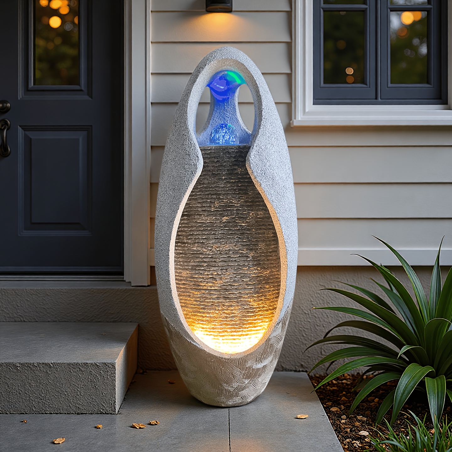 TEMU Floor-standing Fountain Ornament For Courtyard And Garden, 27.55 Inches Tall, Made Of Resin. A Home Decoration Ornament, A Large Cobblestone