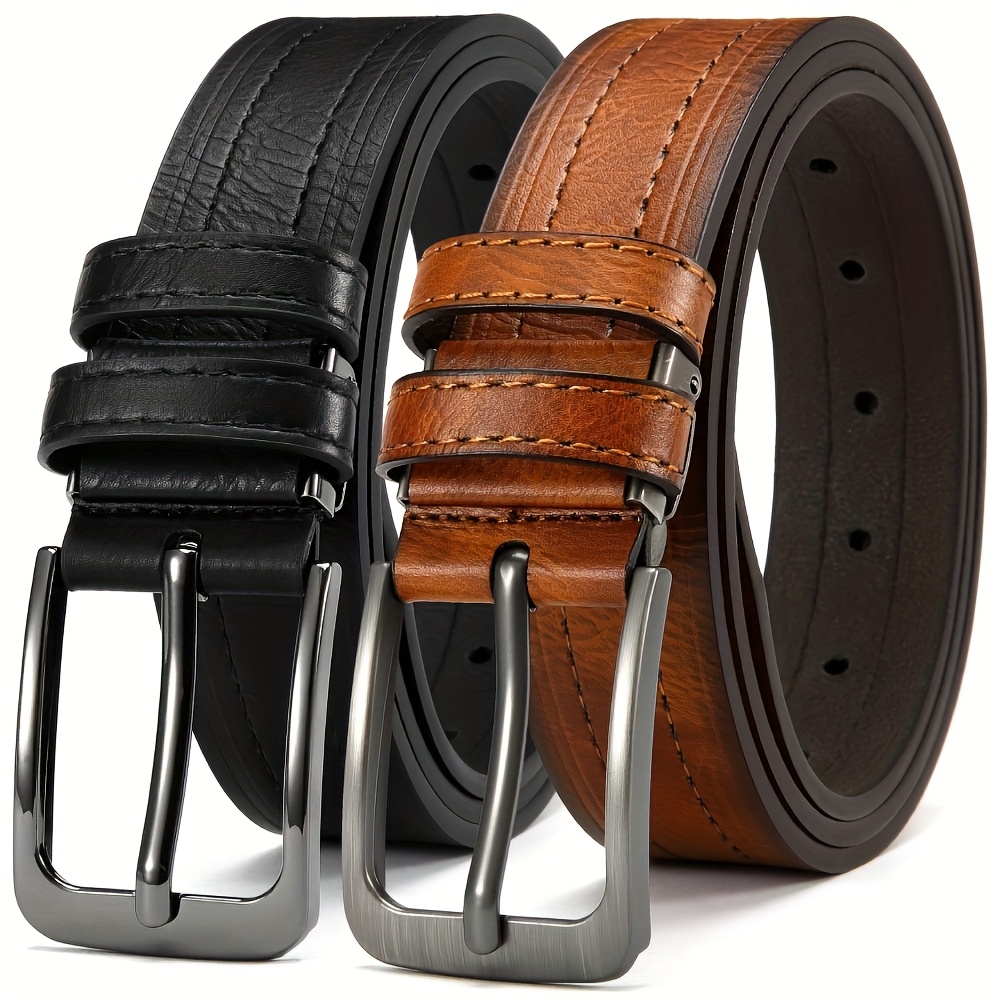 Ceinture Homme Vintage — Pack 1/2/3 pièces 1/2/3 pièces Ceinture Homme Vintage Haut de Gamme, Durable et Respirante, Design Ajustable avec Boucle Carrée, Idéale pour Professionnels, Public Mature et Passionnés de Mode, Cadeau Parfait pour Diverses Occasions, Adaptée aux Jeans et Tenues Formelles, Alliant Pratique et Texture, Facilement