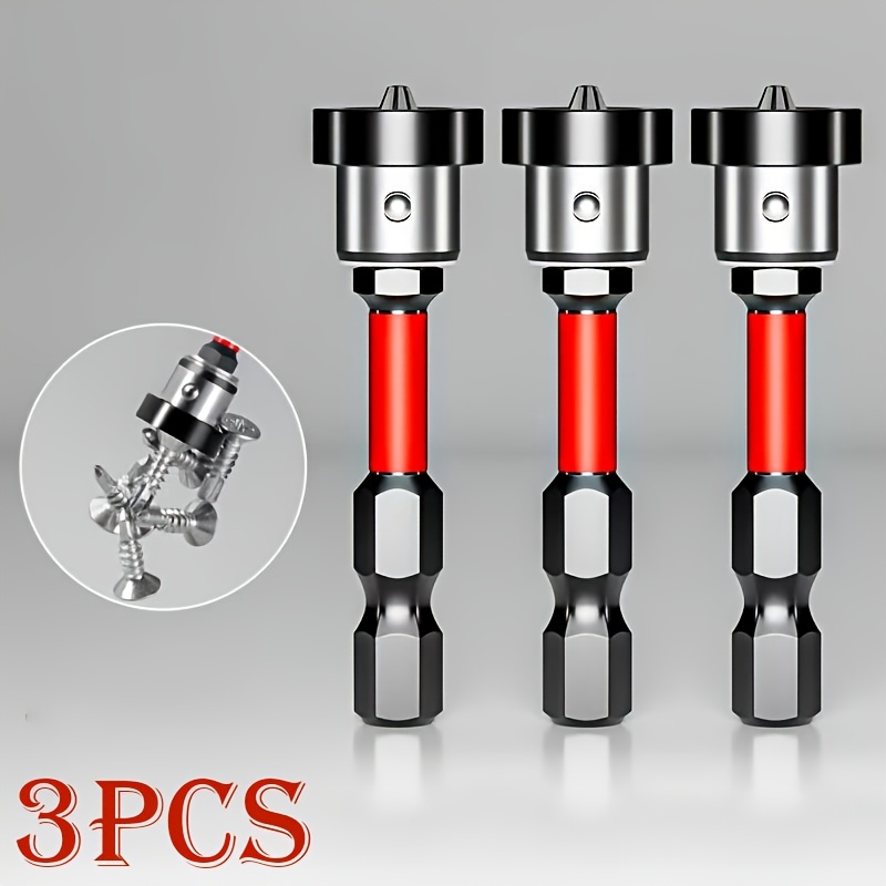 TEMU 3/9pcs Of Strong Magnetic Positioning Drill Bits, And Anti Slip, Suitable For Ceiling Woodworking - Black Steel, Waterproof, Ideal For