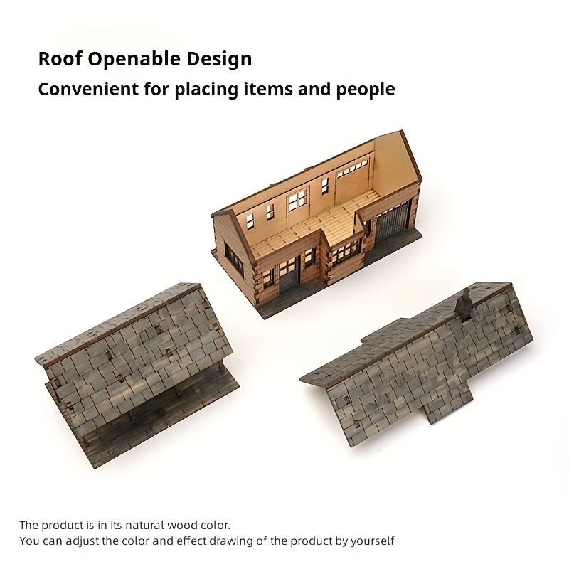 1/72 Town Station Building Scene Wooden Assembly Model