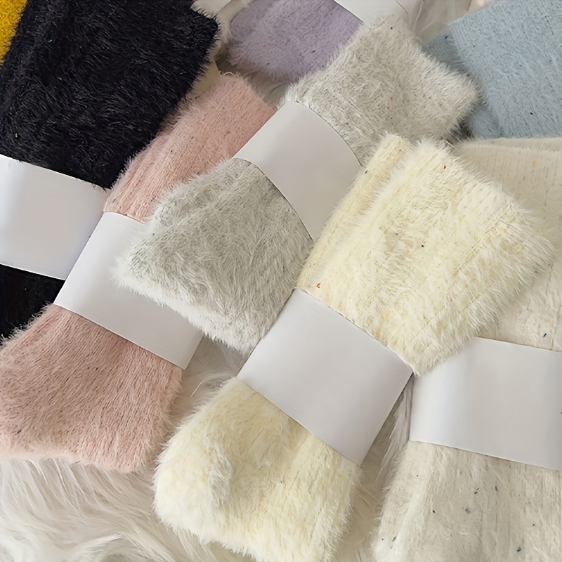 

5pcs Women's Socks - Cozy & Warm, Soft Polyester , Winter , Velvet, Autumn-winter