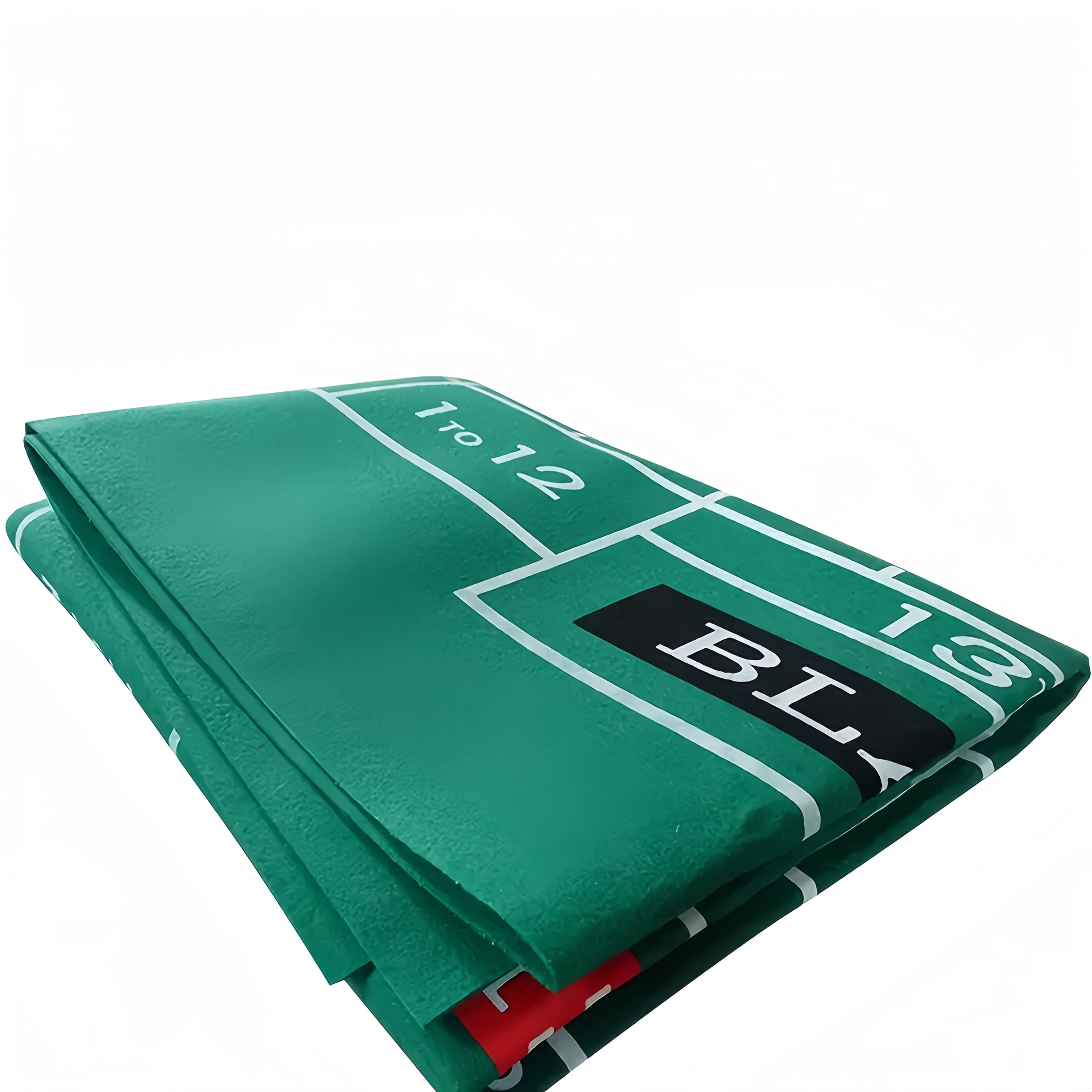 Green Two-Sided Poker Mat Featuring Red And White Design