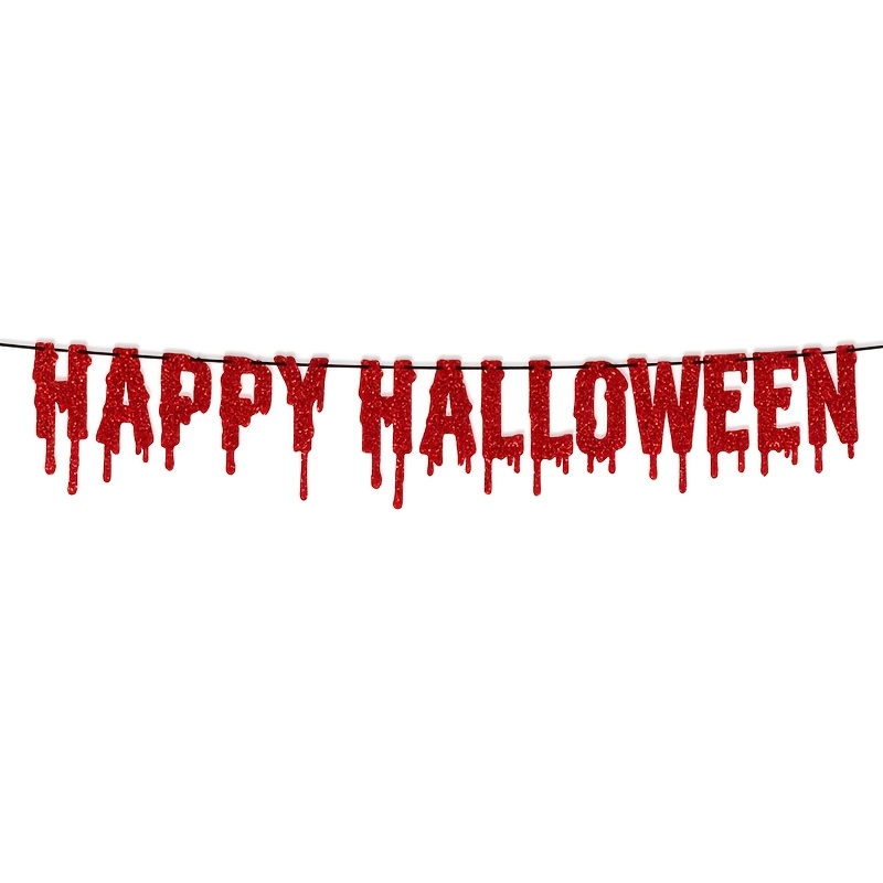 Image of 1pc Red/black/orange Happy Halloween Banner Halloween Party Banner Suitable For Bloody Scary Creepy Halloween Decorations, Halloween Home Indoor Fireplace Decor