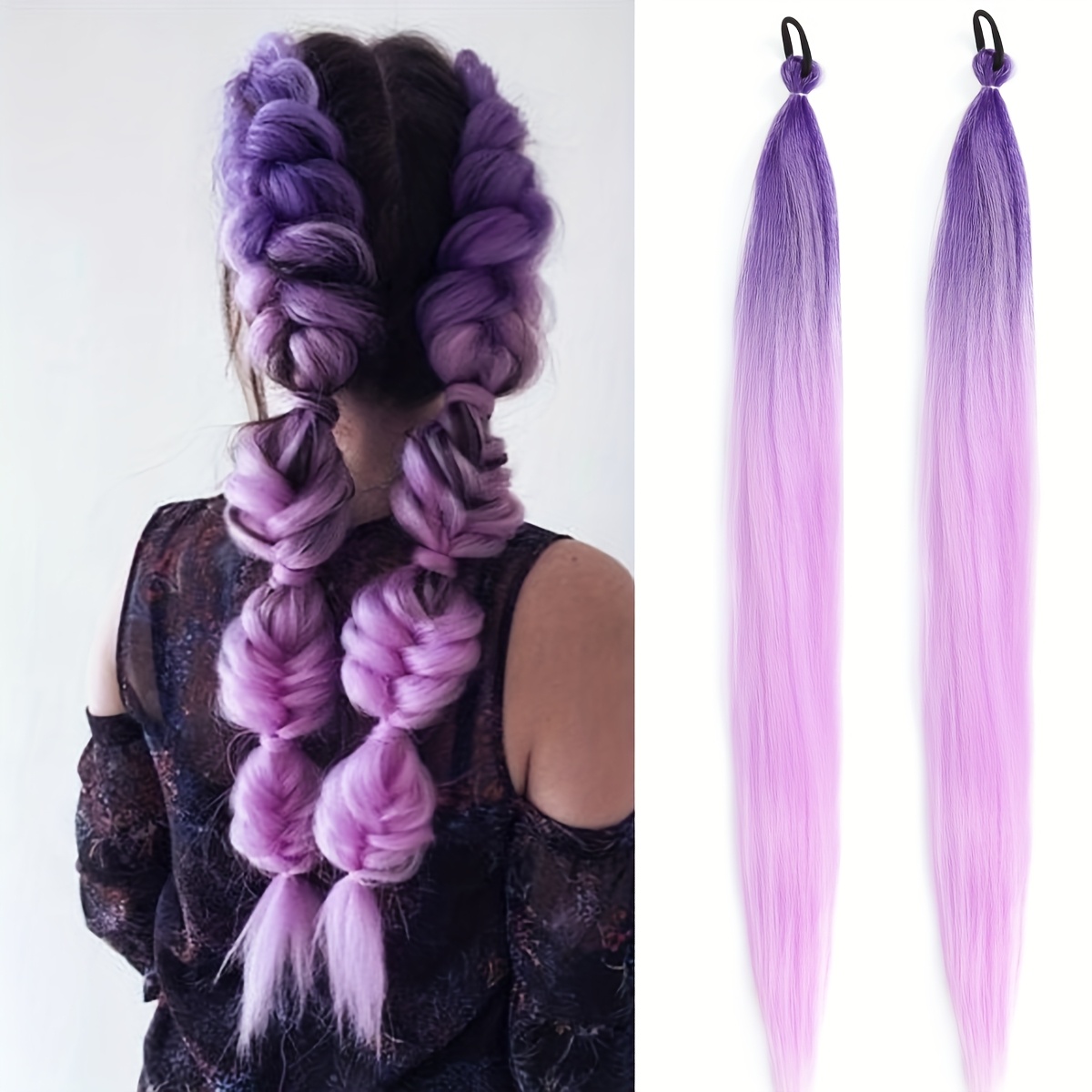 halloween rainbow braiding hair extensions rave hair - Temu display picture 1