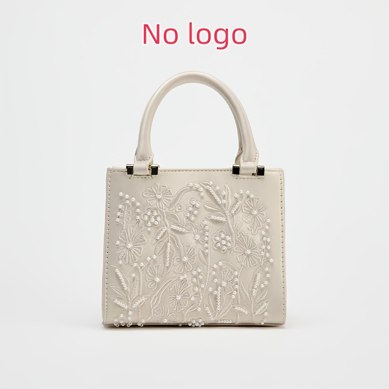 Image of [women's Mini Handbag] Satin Effect Pearl Bag, Women's Crossbody Bag With Chain Strap, Fashionable Small Tote Bag Ladies Luxury Designer Bags