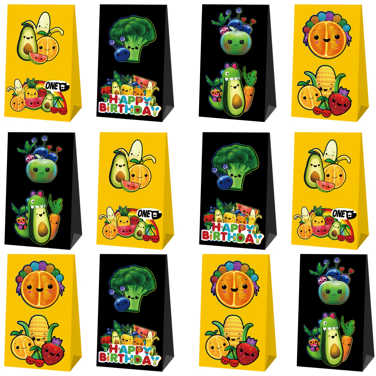 

12pcs, Paper Dancing Fruit Birthday Party Gift Bags, Including 12pcs Fruit Theme Party Bags, Suitable For Fruit Theme First Birthday Party Supplies