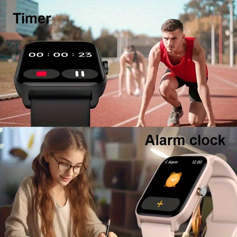 Montre à écran tactile intelligent de 1,95 pouce | connecté multifonctionnel de fitness avec connectivité sans fil vers Android et téléphones mobiles, en silicone réglable, dispose d'un rappel d'hydratation, d'un entraînement respiratoire et d'un suivi du sommeil