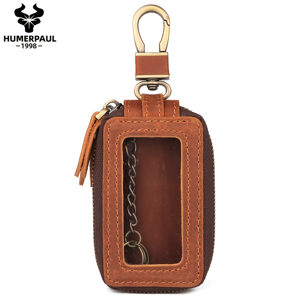 Image of Humerpaul Men's Genuine Leather Key Case | Slim Outdoor Coin Purse Car Key Bag, Street Style