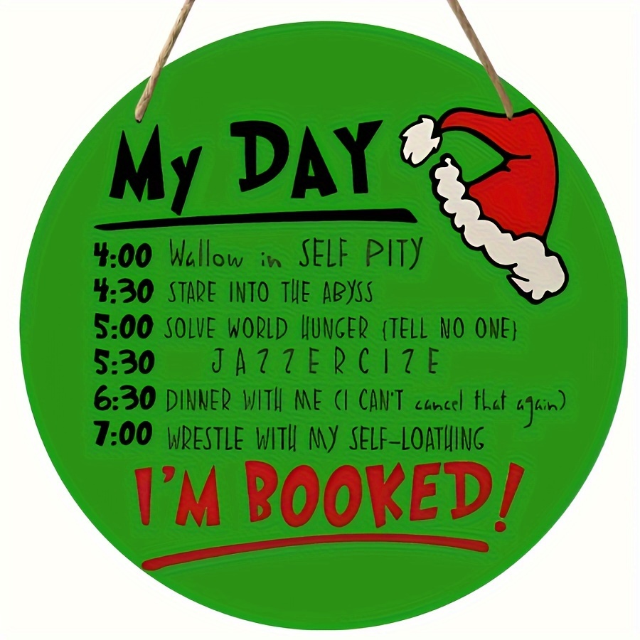 

1pc Humorous Christmas Schedule Sign, Contemporary Wood Hanging Wall Plaque, Multipurpose Festive Door Decor, Santa Hat & Holiday Quotes, No Electricity Needed, Unique Christmas/new Year Gift