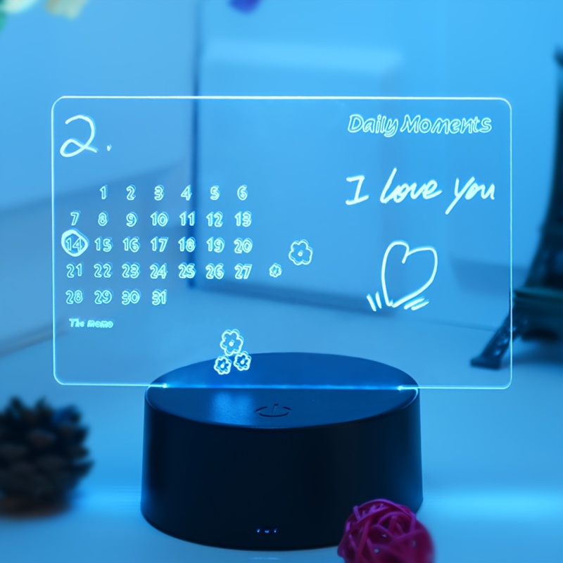 1 Calendario Cancellabile A Secco, Lavagna Per Appunti Creativa Con Luce A  Led Per Camera Da Letto/ufficio, Include 4 Pennarelli, Alimentatore USB -  Temu Italy