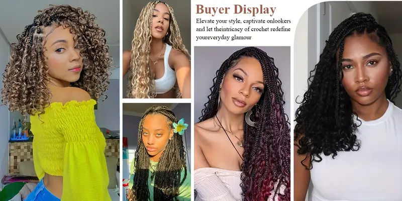 8 pack pre looped boho box braids crochet hair extensions 18 afro curly synthetic heat resistant free unisex bohemian braids for women men versatile for casual formal styles stylish updo accessory boho hair accessories details 5