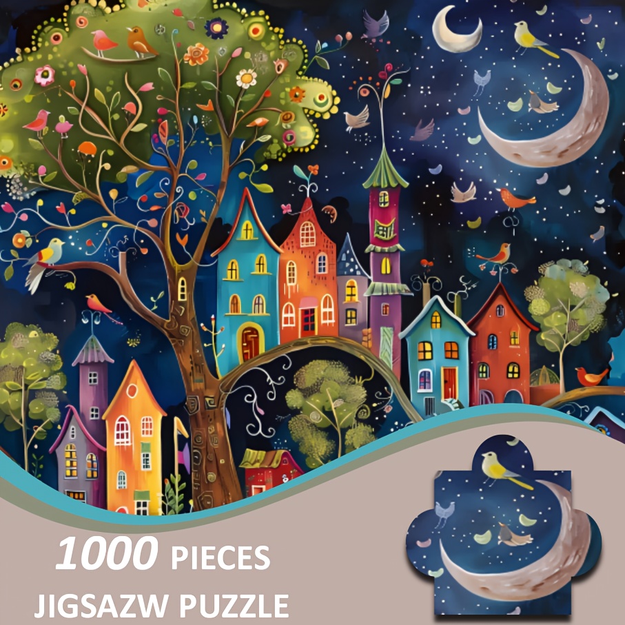 

Puzzle pour Adultes 1000pcs Nuit des Oiseaux Peinture Art Puzzle en Cadeaux pour Thanksgiving, Noël, An et Saint-Valentin 70×50CM(27.56×19.69in)