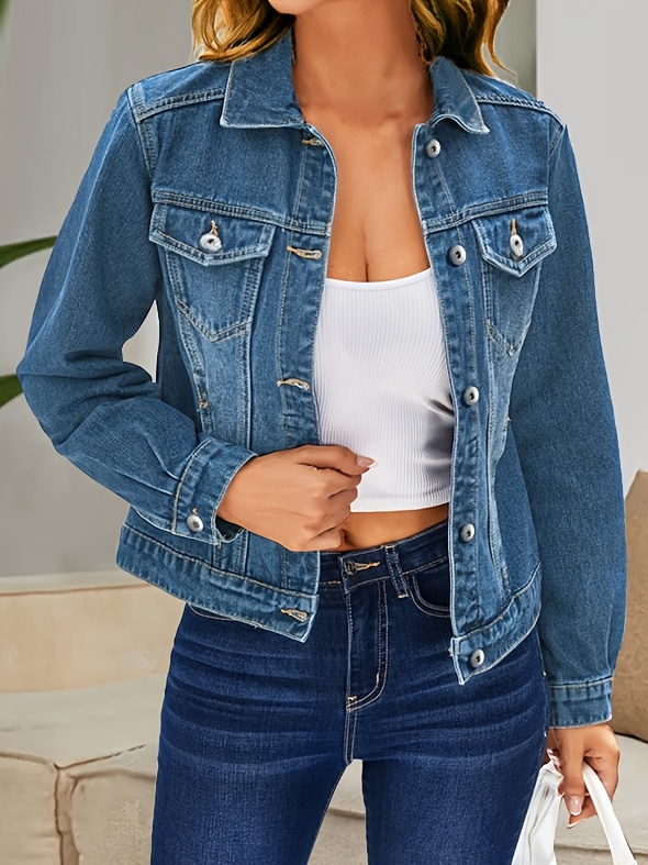 S Woman Jeans Logo Embroidery Super Stretch Denim Jacket Shop