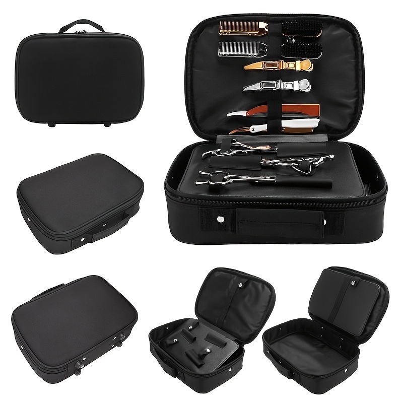 

1pc Étui Organisateur Noir Pour Coiffeur Et Coiffeur, Sac de Rangement Professionnel Pour Ciseaux, Peignes, Brosses Et Cosmétiques