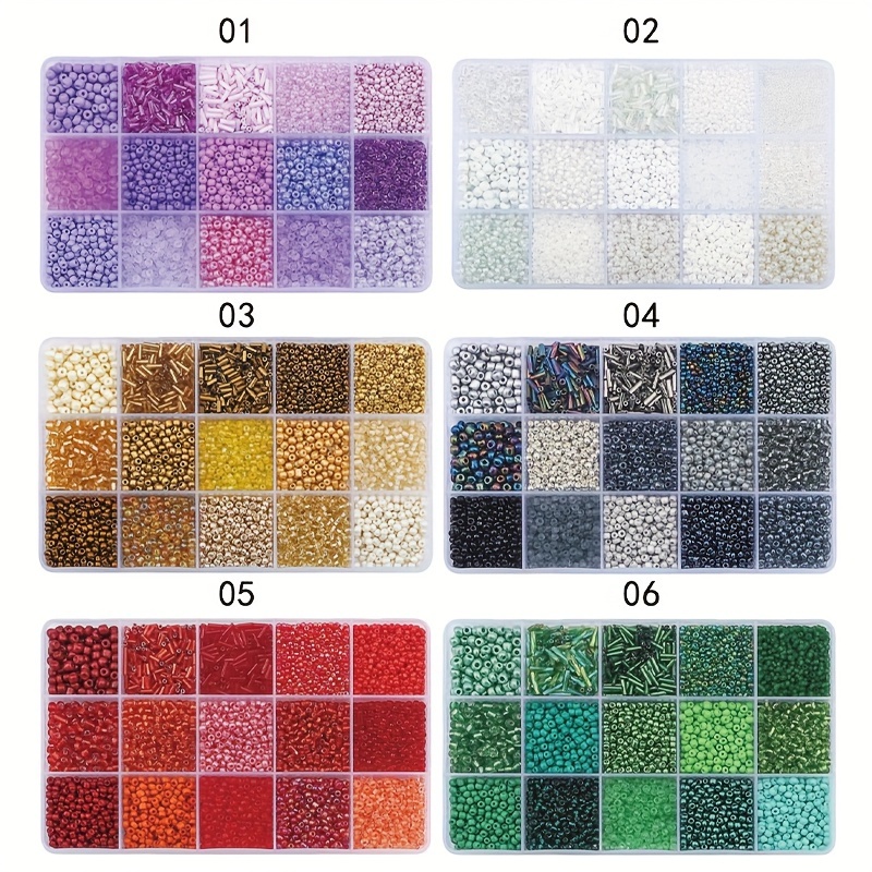 

1 Box 15 Grids, Solid Color Beads, Ideal Accessories For Necklace Bracelet Keychain Jewelry Making