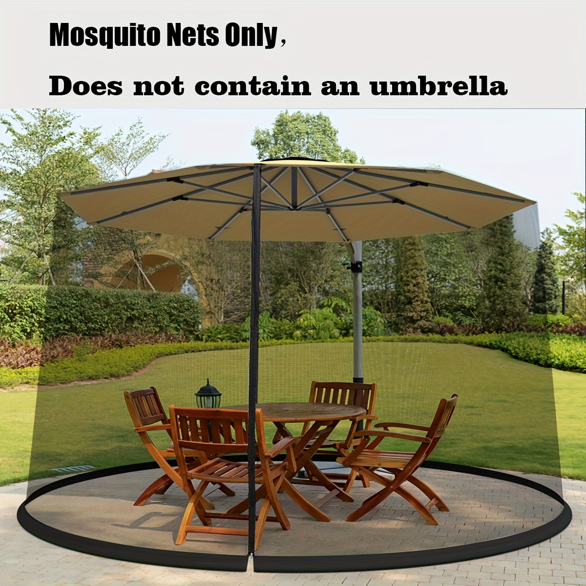 

Outdoor Patio Umbrella Mosquito Net - Durable, Non-waterproof Plastic, Sunshade & Insect Protection For Garden Furniture