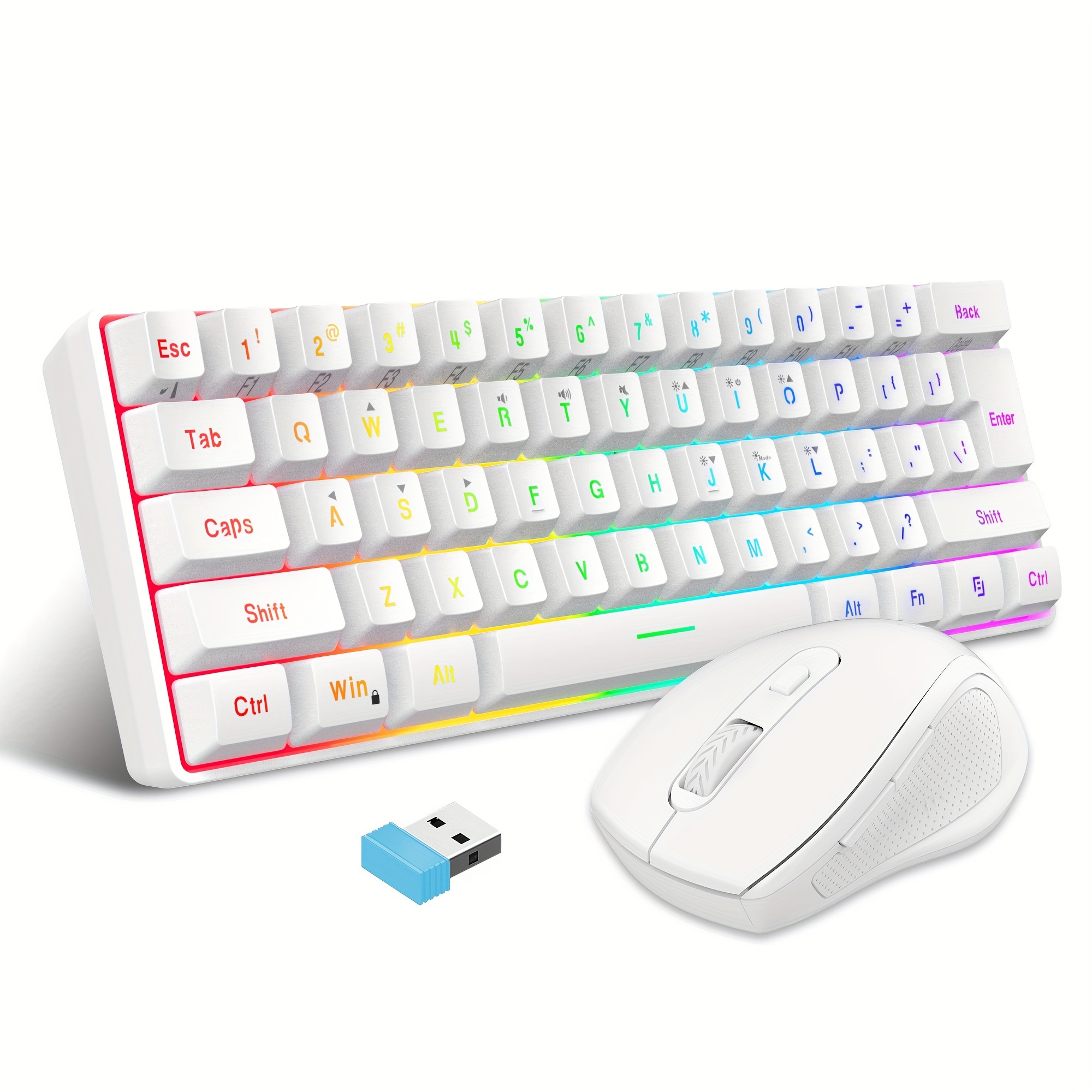 

Snpurdiri 60% Wireless Game Keyboard Rgb Light Keyboard And 2.4g Wireless Mouse Combination, Including 2.4g Small Mini Mechanical Touch Keyboard, Ergonomic Design Rechargeable