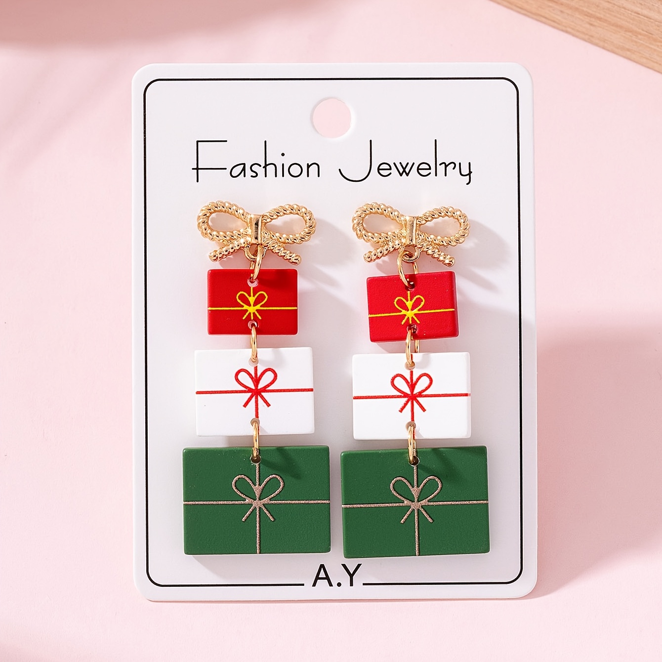 TEMU 1 Pair Christmas Gift Box Women's Fashion Dangle Earrings, Perfect Gift For Holiday Parties