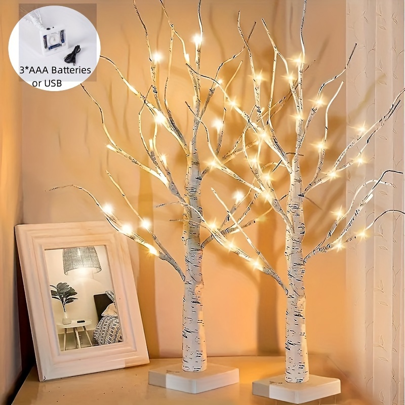 

1pc Led Simulation Birch Tree Light, Suitable For Outdoor, Home, Bedroom, Office, Wedding, Holiday Decorative Light (battery Powered, Battery Not Included)