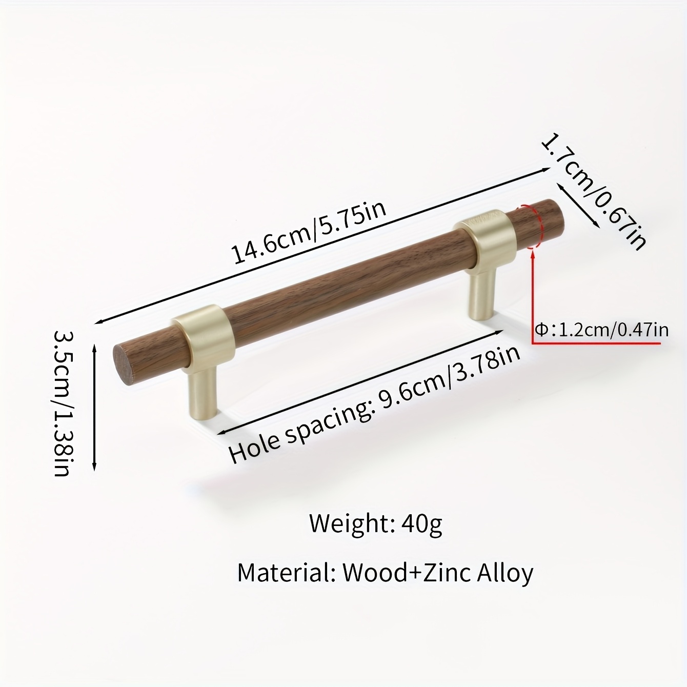 Single Walnut Wood Solid Handle For Drawer Cabinet Doors