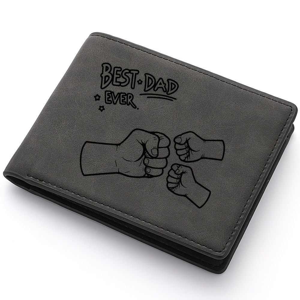 [support Engraving Name] Style Men's Faux Leather Embossed Wallet Logo Custom Engraving Father's Day Creative Gift Business Christmas Gift Valentine's Day Gift For Men/father
