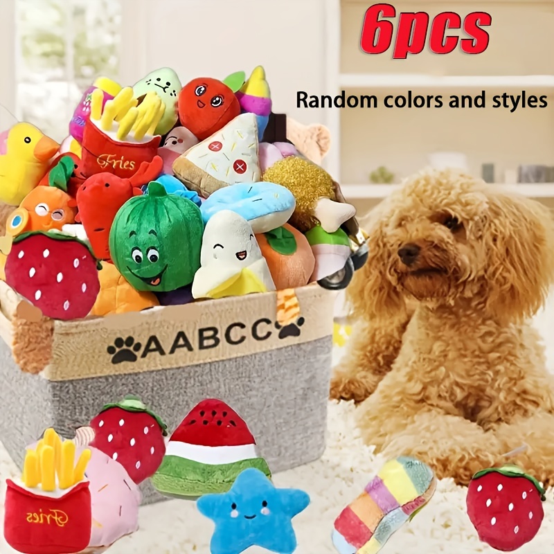 dog squeaky toy set cartoon fruit animal plush Temu Türkiye