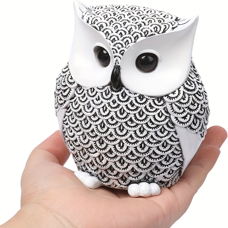 1pc Home Decor Resin Owl Sculpture Figurine Ornament, Height 4.72 Inches For Indoor Living Room Dining Table Bookshelf Window Sill Fireplace Desktop Decoration