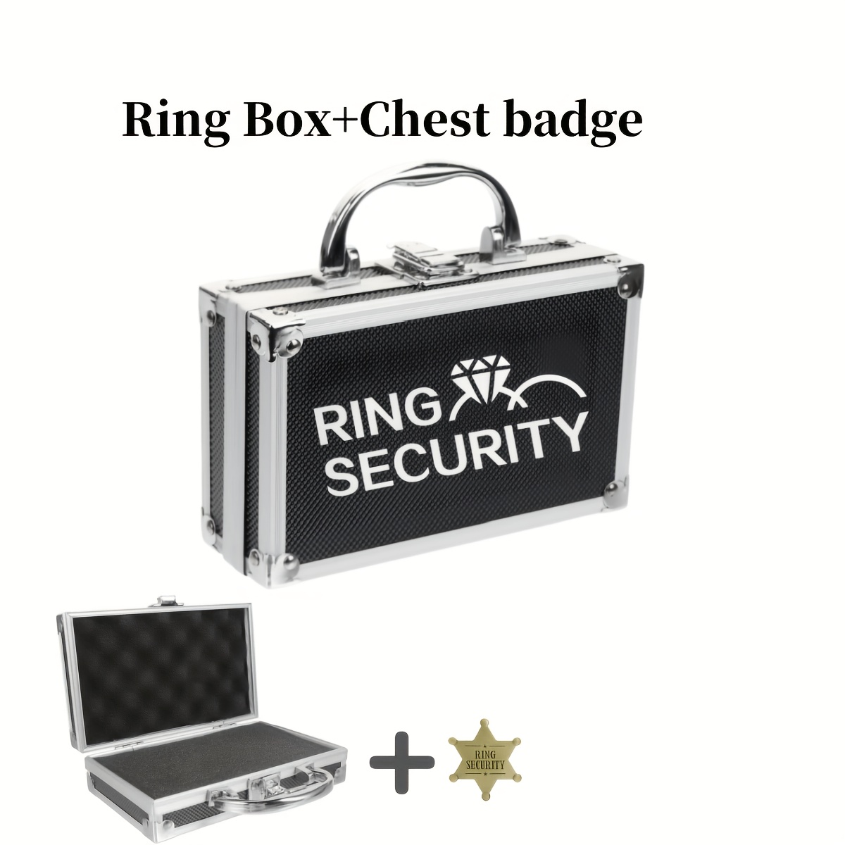 E-shop Ring-Sicherheits-Hochzeitsring-Träger-Geschenkbox mit Abzeichen, Aluminiumlegierung Werkzeugkasten Multifunktions-Aufbewahrungskoffer, Ringbox