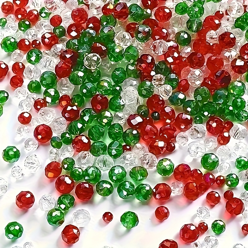 

680pcs Christmas Glass Beads Set, 4/6/8mm, Making, Creative Pendant Necklace Bracelet Craft Supplies, Gift, Supplies, Glass Material