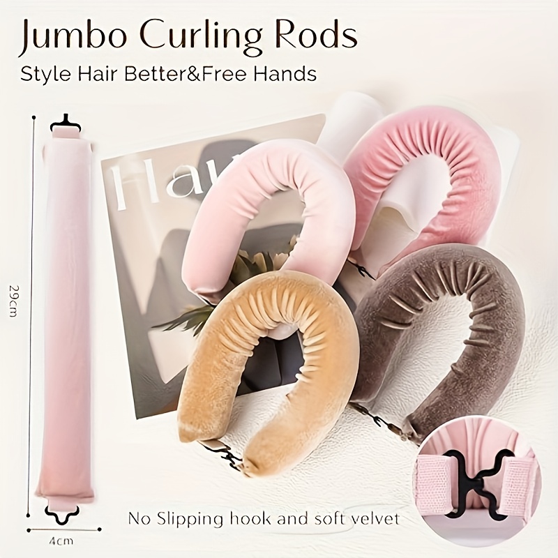 ELLITINA 4pcs Heatless Curling Rods & Headband for Overnight Waves - No Heat Curling Tubes Suitable for with Normal Hair, Travel-Friendly Spring-Summer No-Heat Curling Kit for At-Home Salon Waves, Mother's Day Gift
