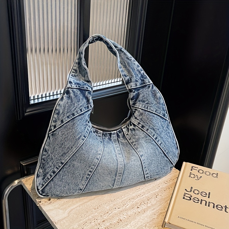 

Trendy Denim Shoulder Bag, All-match Classic Niche Design Underarm Bag For Women, Daily Use Shopping Bag