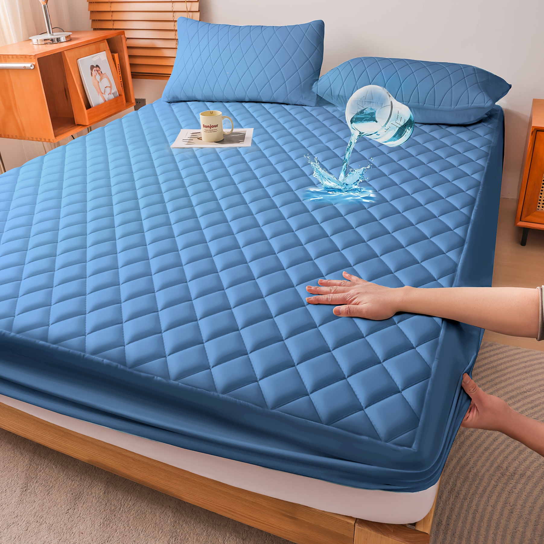 1pc Waterproof Non-Slip Mattress Protector, Solid Colour Quilted Bed Cover with Deep Pocket-Bed Bug Mattress Protector, Warm & Breathable Bedding for Bedroom, Guest Room Or Hotel, Perfect Gift for Family And Couple, Christmas Gift (No Pillowcases) 32 1pc Waterproof Non-Slip Mattress Protector, Solid Colour Quilted Bed Cover with Deep Pocket-Bed Bug Mattress Protector, Warm & Breathable Bedding for Bedroom, Guest Room Or Hotel, Perfect Gift for Family And Couple, Christmas Gift (No Pillowcases)