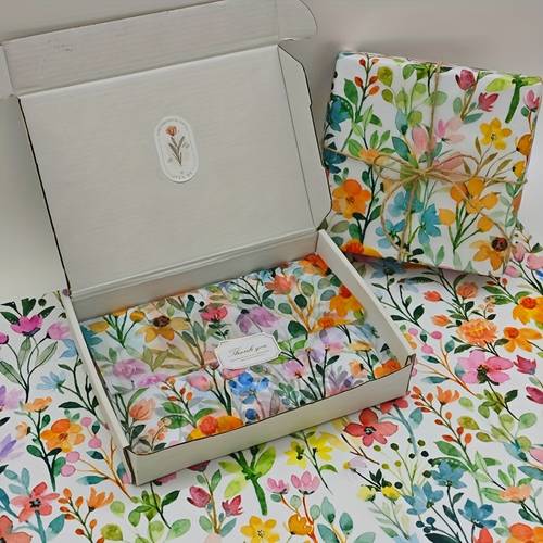 leichtes papier mit frühlingsblumenmustern, mit bunten blumen- und pflanzenprints, größe 20 x 14. ideal zum verpacken von weihnachtsgeschenken, geburtstagsgeschenken, blumenstraußverpackungen, zum füllen von geschenktüten und als partygeschenke