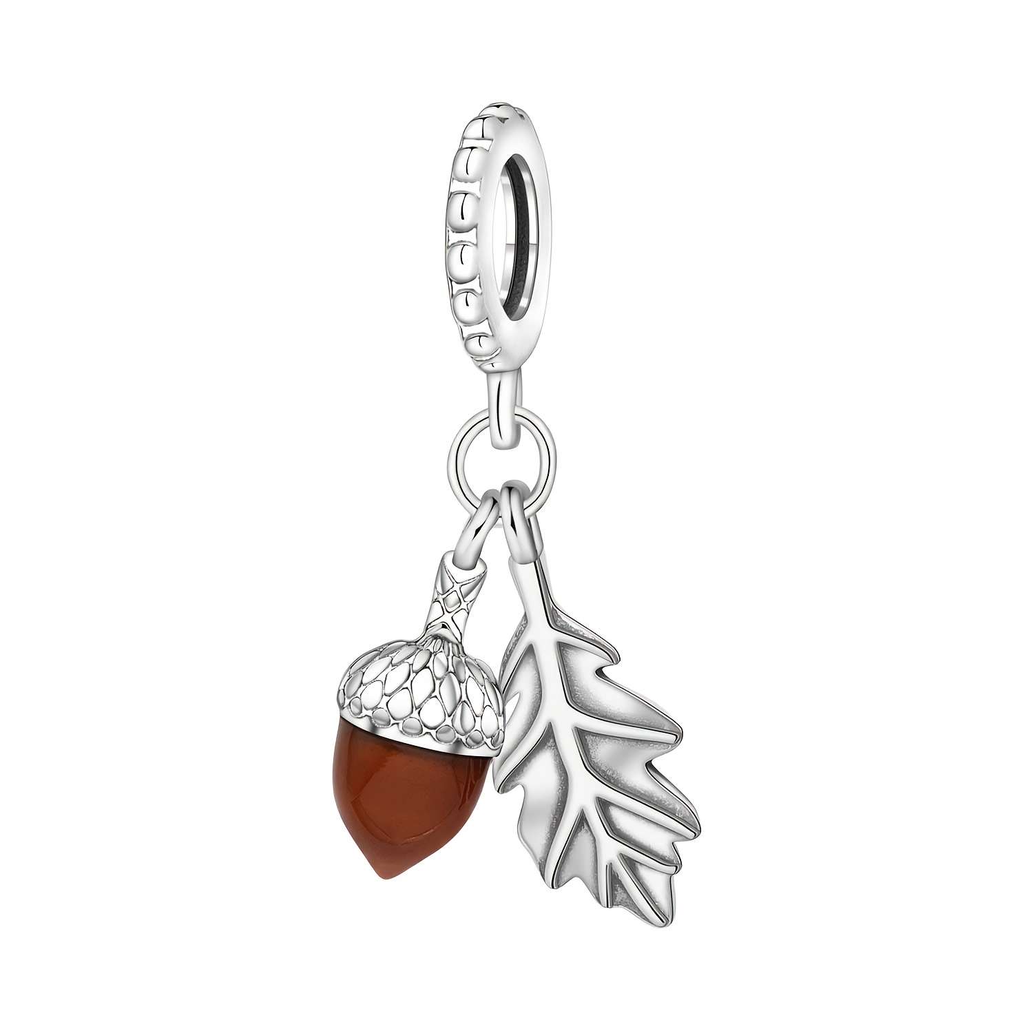 Image of 1pc 925 Silver Plated Autumn Pendant Charm - Elegant Leaf & Design, Perfect For Women's Bracelets, , Valentine's Day Gift, Making|elegant Pendant|detailed