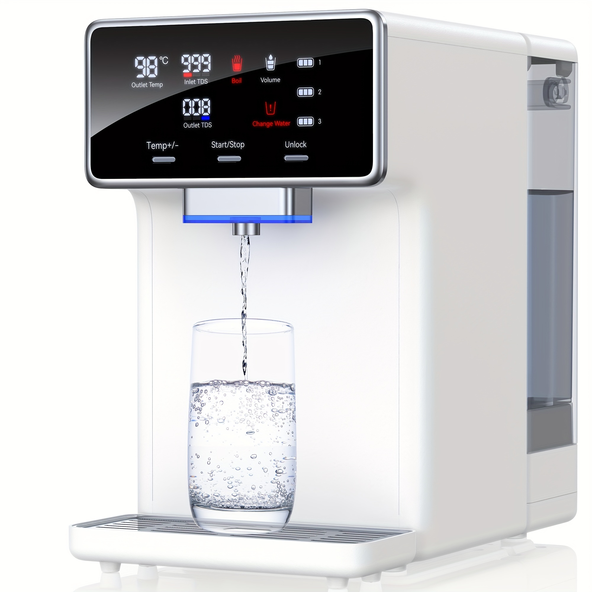 TEMU Countertop Water Filter Reverse System, 7 Stage Purification, Instant Heating Portable Ro Filtration, Bpa Purifier 2:1 Pure To Drain For Home Rv (no Installation Needed)