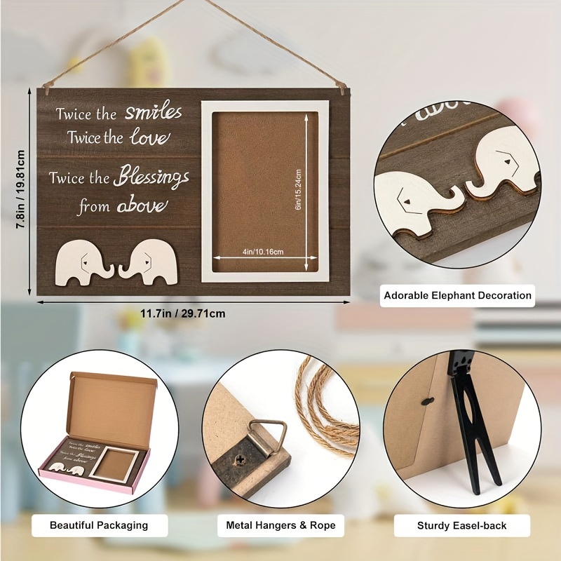 1pc wooden twin photo frame with     the     the love   the   rectangular picture frame for born     keepsake details 1