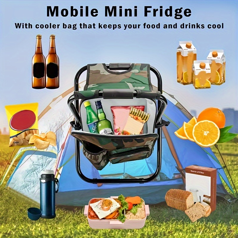 Folding Stool Backpack Insulated Cooler Bag Collapsible - Temu