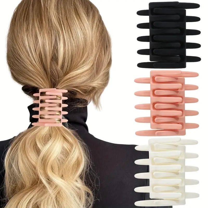 1pc chic cross style hair clip for women medium size durable plastic hairpin in   and glossy beige ideal for thick or medium hair     updos details 0