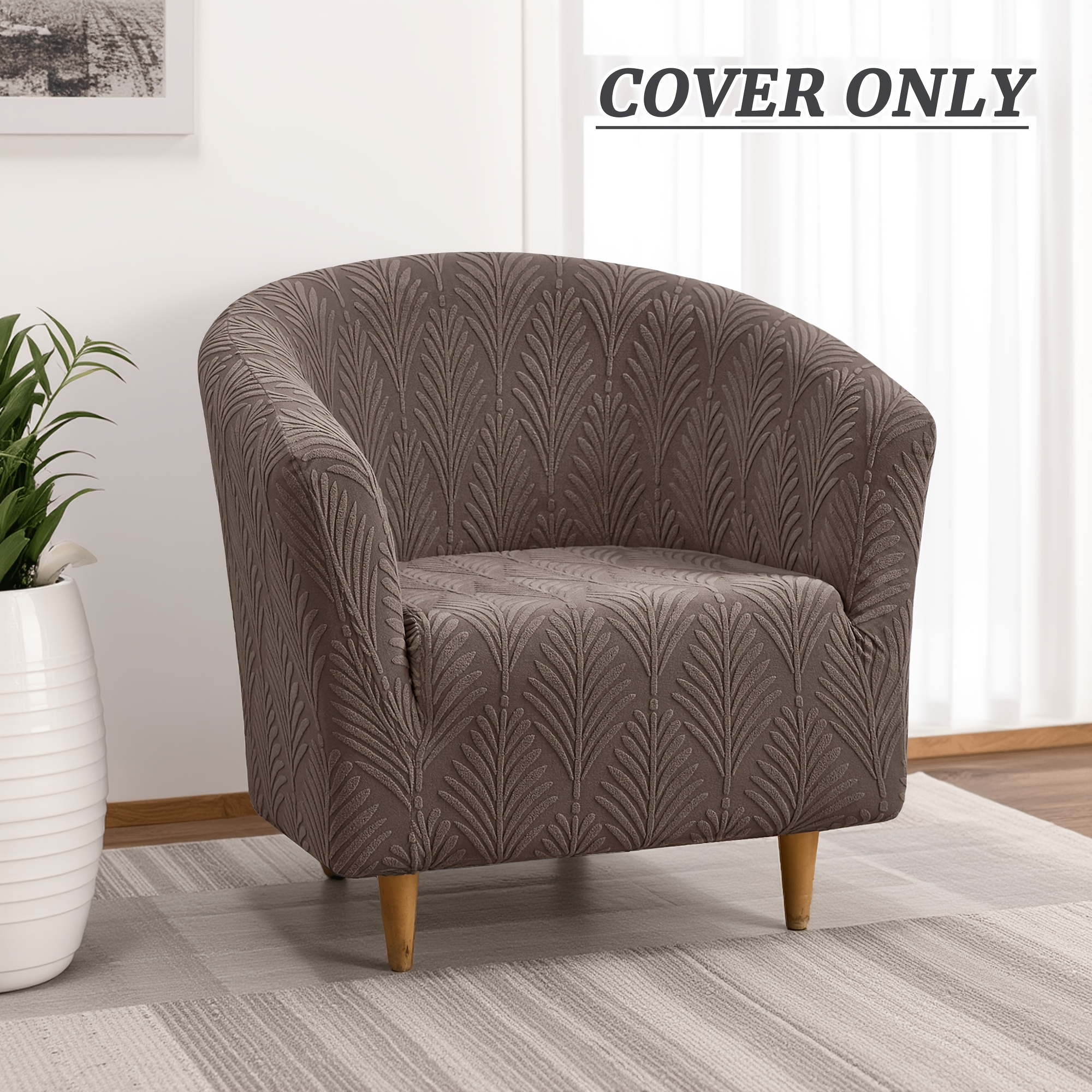 E-shop Club Sessel Sofabezug Stretch Hockerbezug Blatt Jacquard Tub Sessel Überwurf Abnehmbarer Sofa Möbel Schutz Sesselbezug für Wohnzimmer