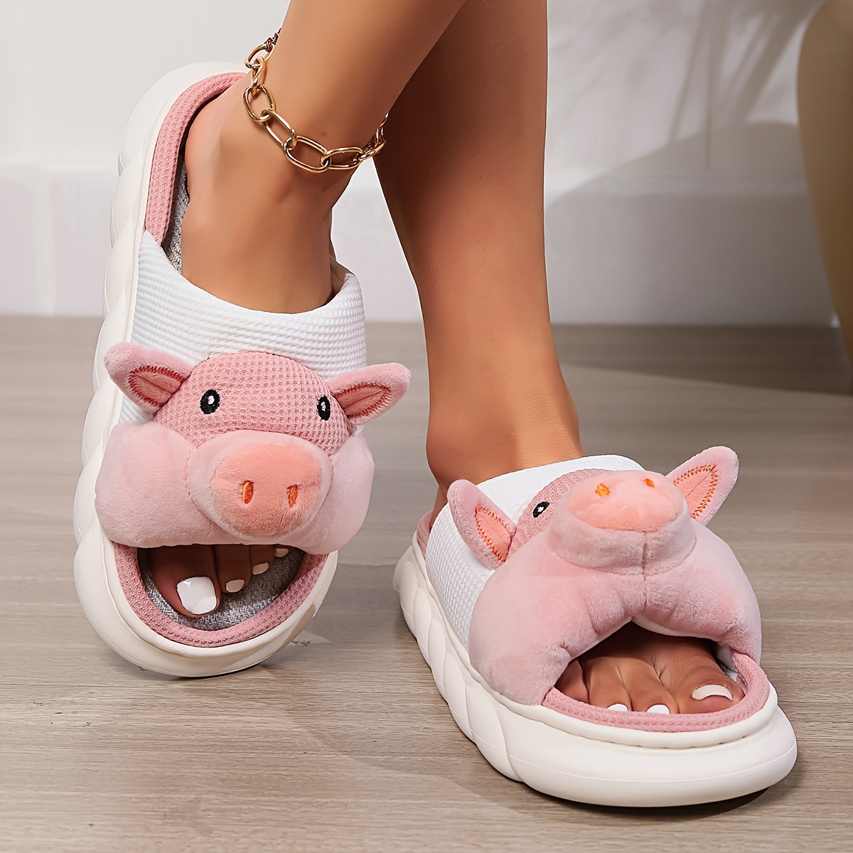 Cerdo Chanclas Puerquito Zapatillas Planas Informales Para Mujer