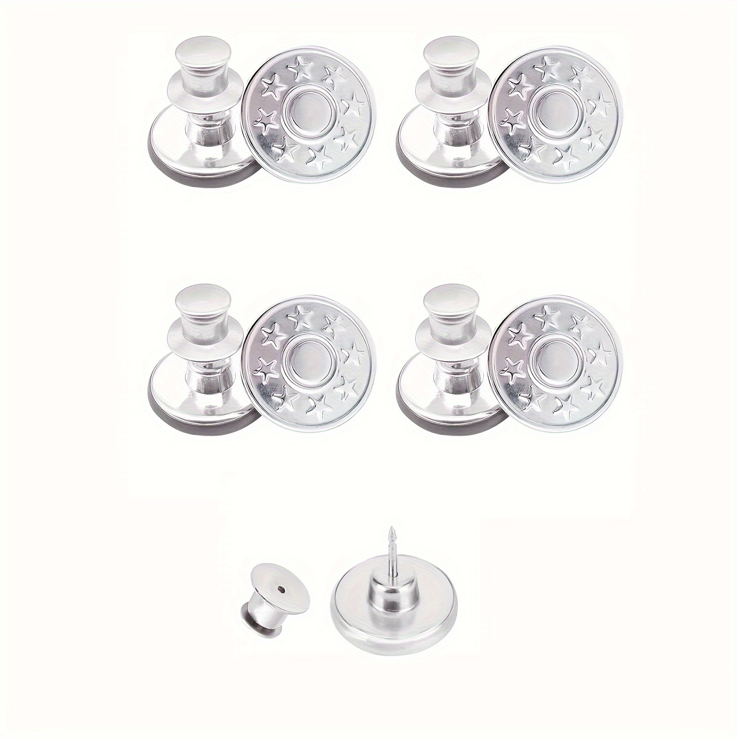 4pcs Pack Heavy-duty Metal Waist Adjustment Buttons Suitable For Jeans, No-sew Removable Shrinking Buttons For Diy Belt Loop Waistband Adjustment, & Adjustment Buttons (no-sew)